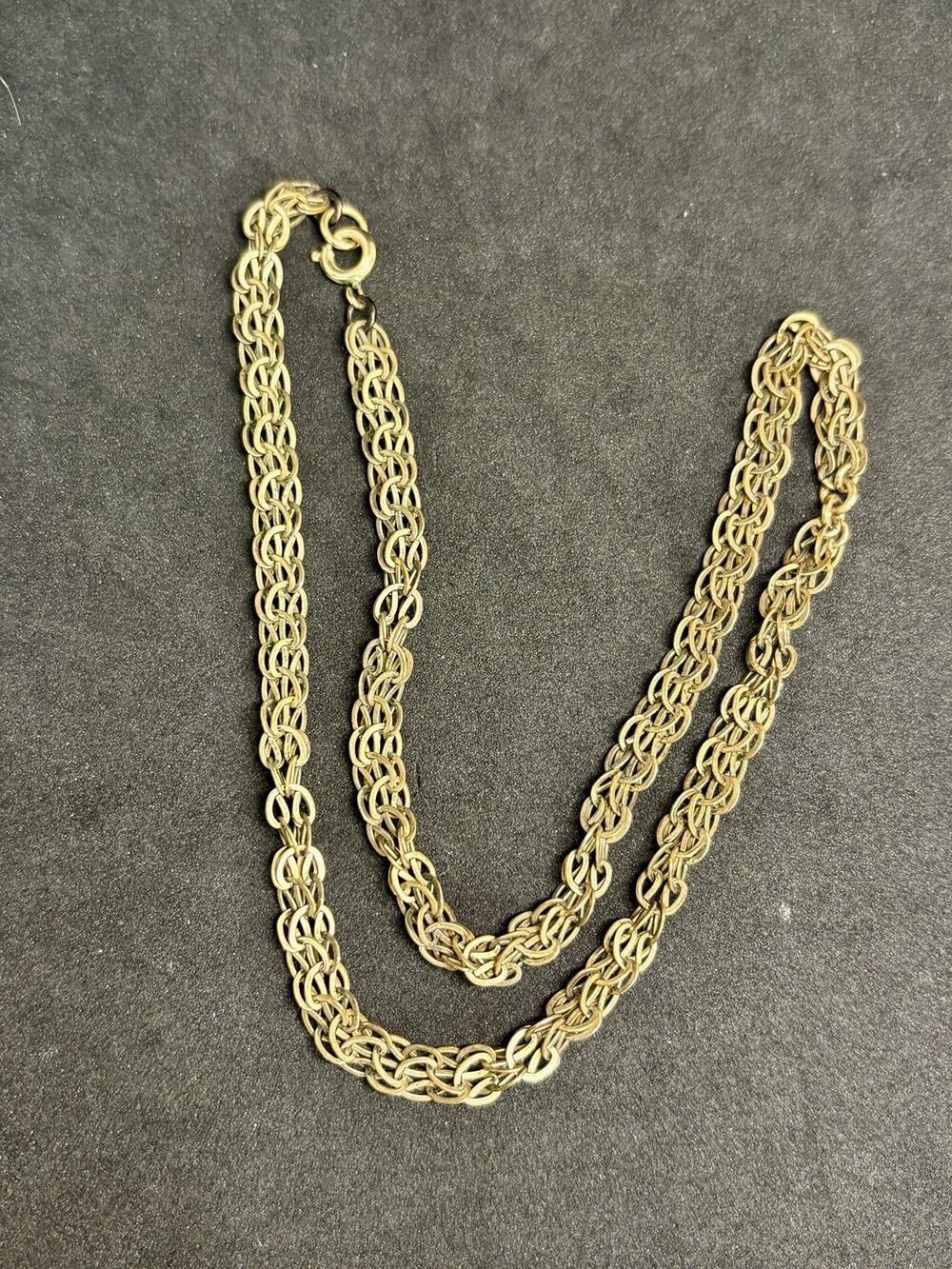 Vintage Victorian Gold Filled Intertwined Interlink Watch Fob Chain Necklace 16”